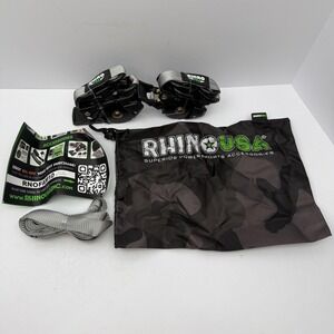 Rhino USA Ratchet Tie Down Straps Kit 2 Pack Black Bag Gray Webbing Powersports